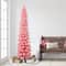 7ft. Pre-Lit Flocked Pink Artificial Alpine Pencil Tree, Clear Lights